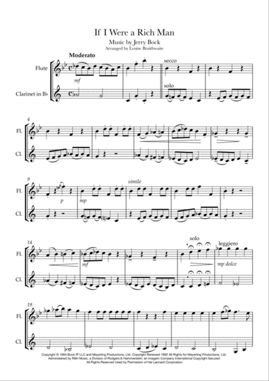 If I Were A Rich Man Woodwind Duet scores gallery preview page 2