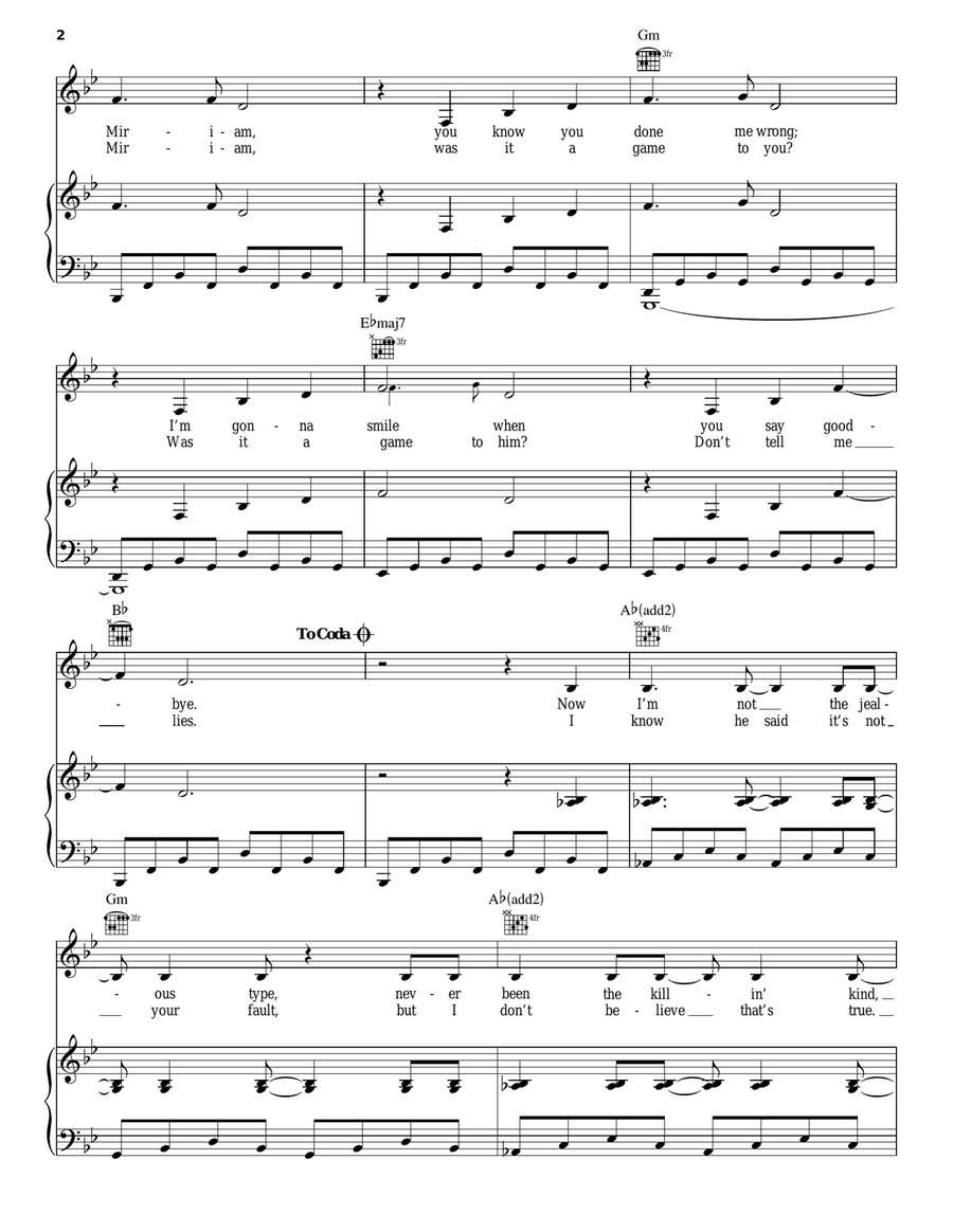 Miriam Miriam Piano, Vocal, Guitar scores gallery preview page 2