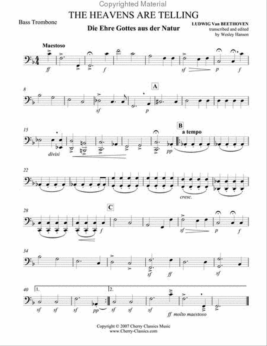 The Heavens Are Telling The Heavens Are Telling Trombone Quartet scores gallery preview page 4