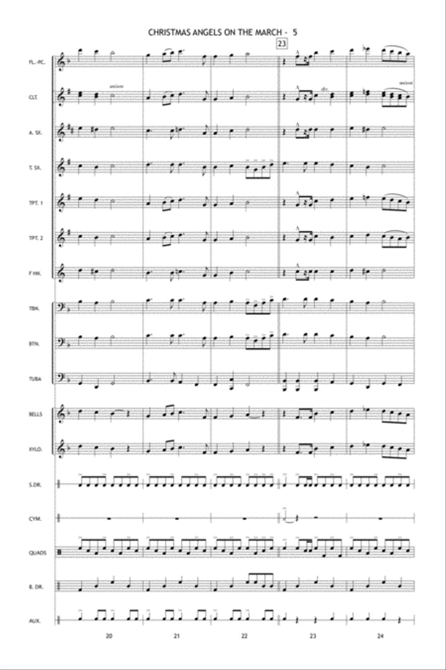 Christmas Angels on the March Marching Band scores gallery preview page 6