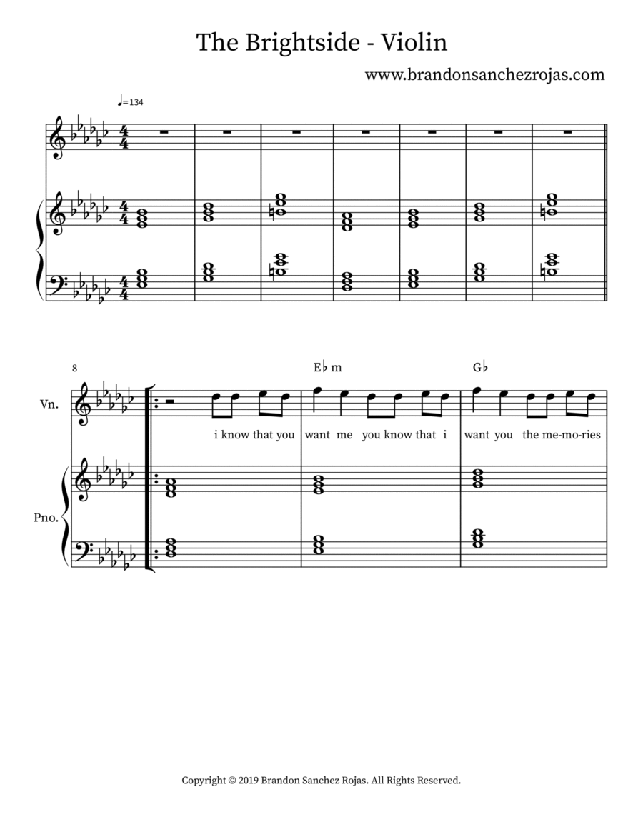The Brightside - Violin Violin Solo scores gallery preview page 1