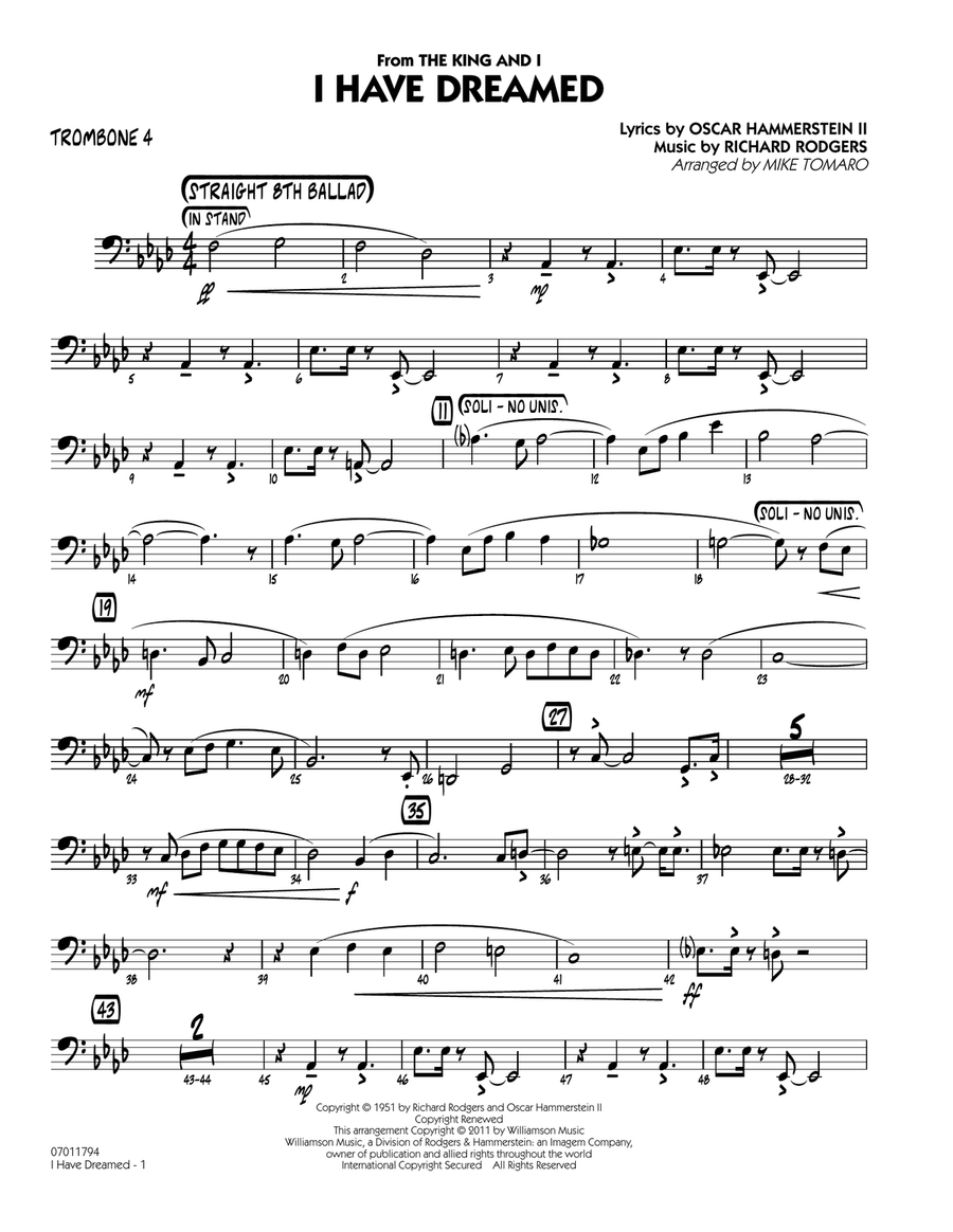 I Have Dreamed - Trombone 4 Jazz Ensemble scores gallery preview page 1