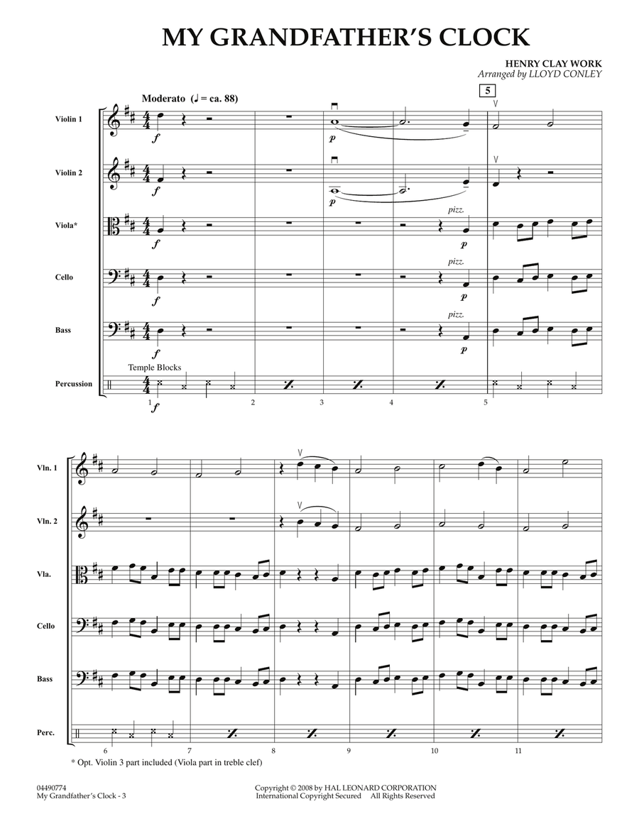 My Grandfather's Clock - Full Score Orchestra scores gallery preview page 3