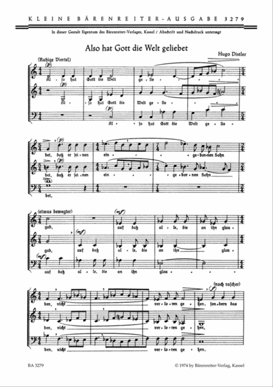 Also hat Gott die Welt geliebet no. 16 Mixed Choir scores gallery preview page 1