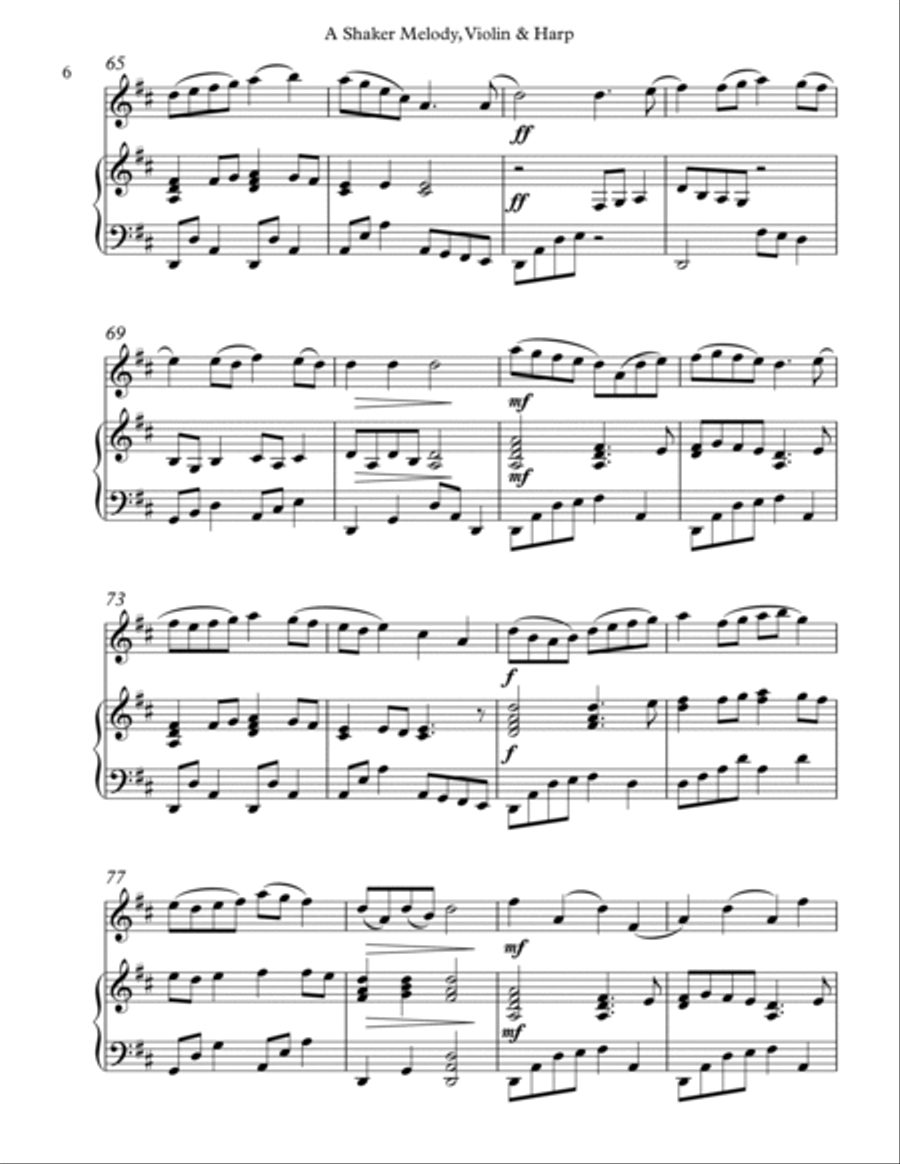 A Shaker Melody, Duet for Violin & Harp image number null