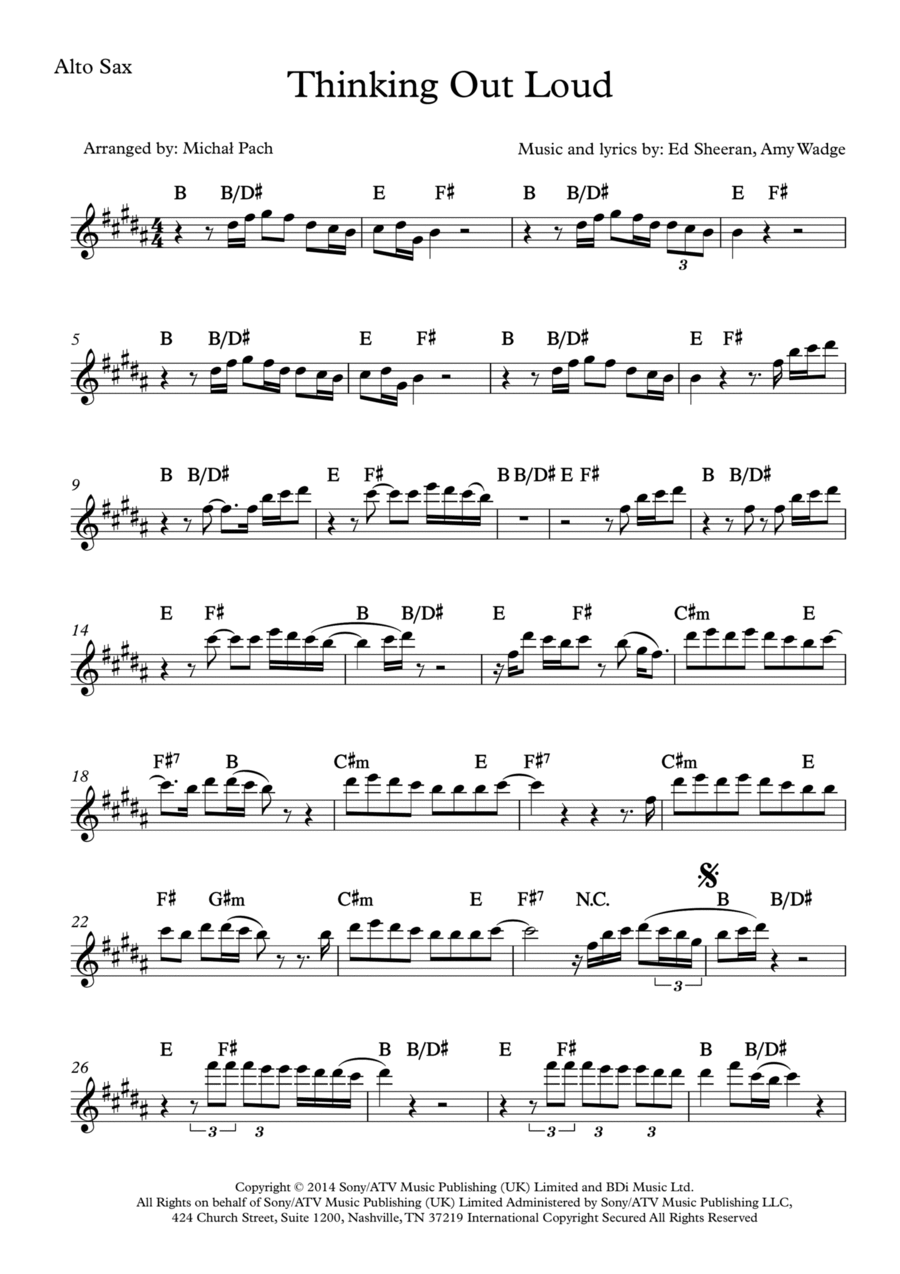 Thinking Out Loud Alto Saxophone scores gallery preview page 1