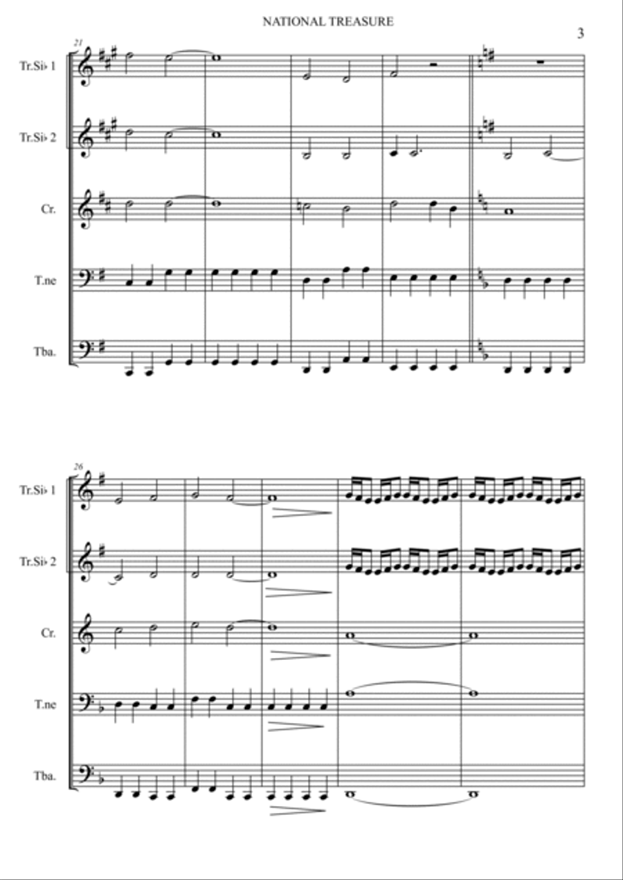 National Treasure (national Treasure Suite/ben/treasure) Brass Quintet scores gallery preview page 4