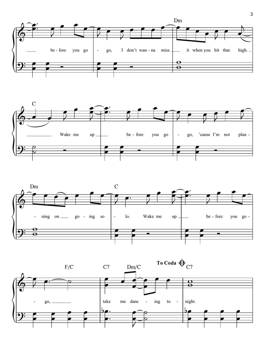 Wake Me Up Before You Go-Go Easy Piano scores gallery preview page 3