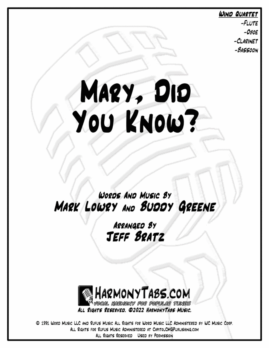 Mary, Did You Know? Woodwind Quartet scores gallery preview page 1