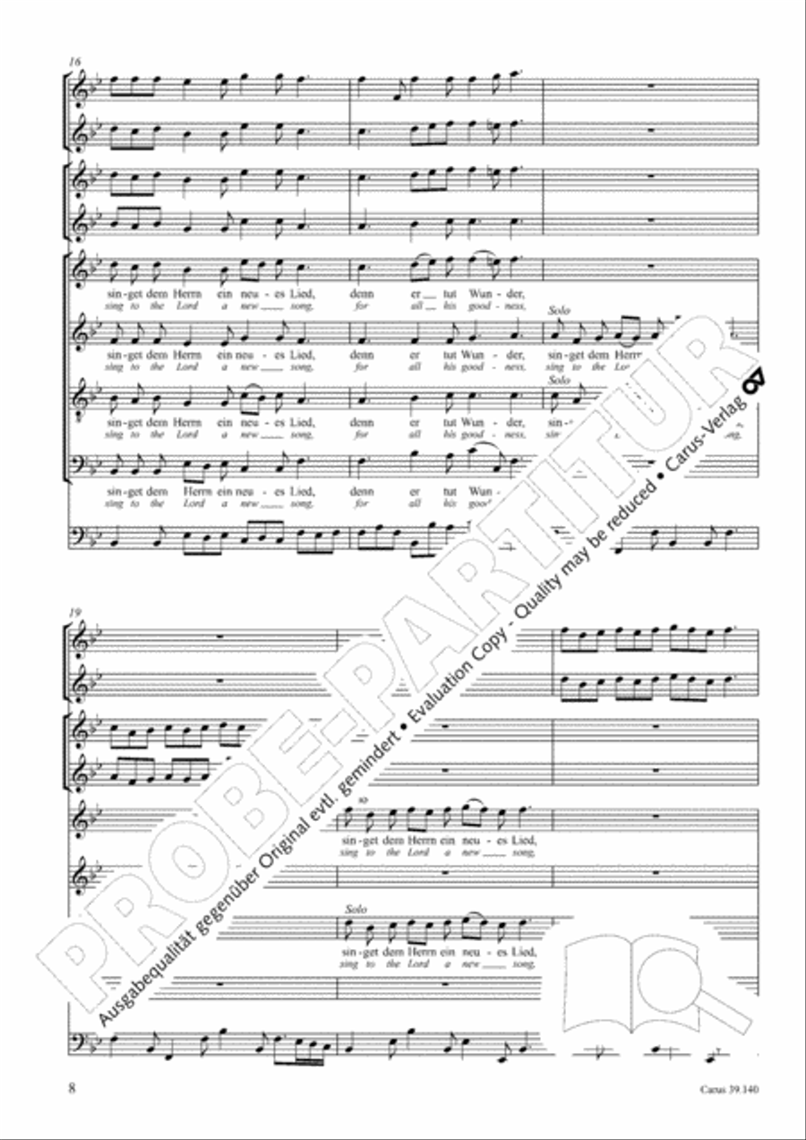 Sing to the Lord a new song (Singet dem Herrn ein neues Lied) 4-Part scores gallery preview page 9