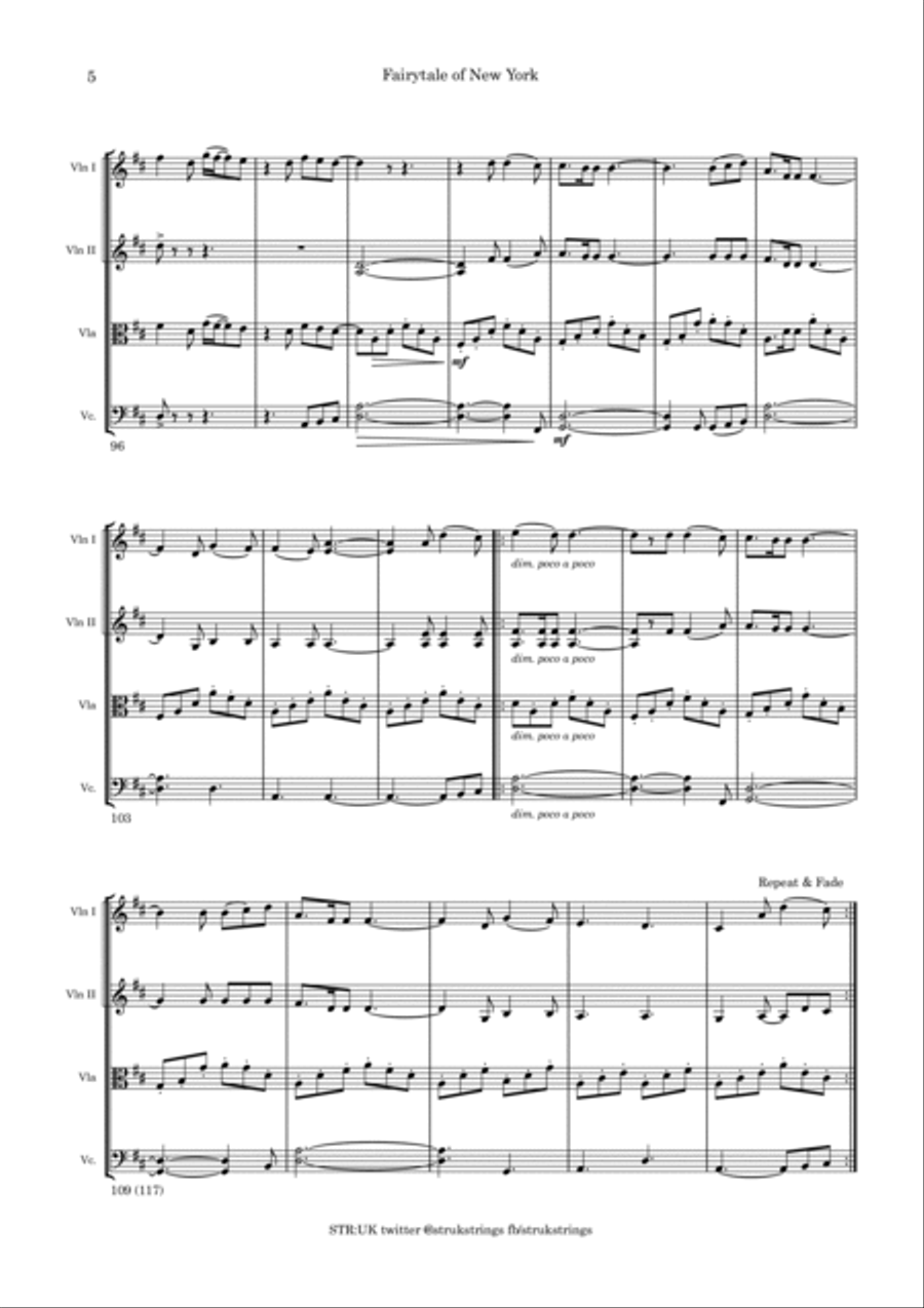 Fairytale Of New York String Quartet scores gallery preview page 6