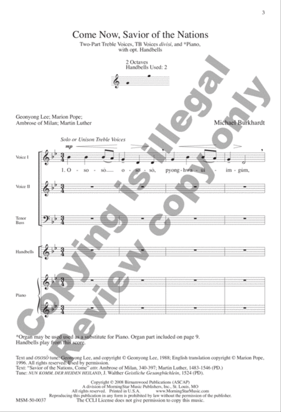 Come Now, Savior of the Nations TB scores gallery preview page 3
