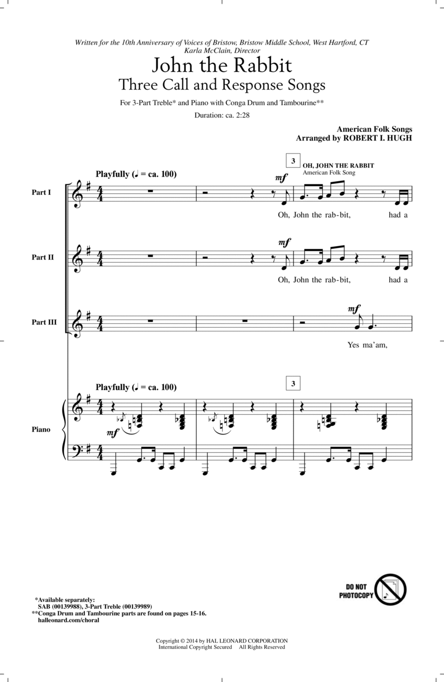 Oh, John The Rabbit 3-Part scores gallery preview page 1