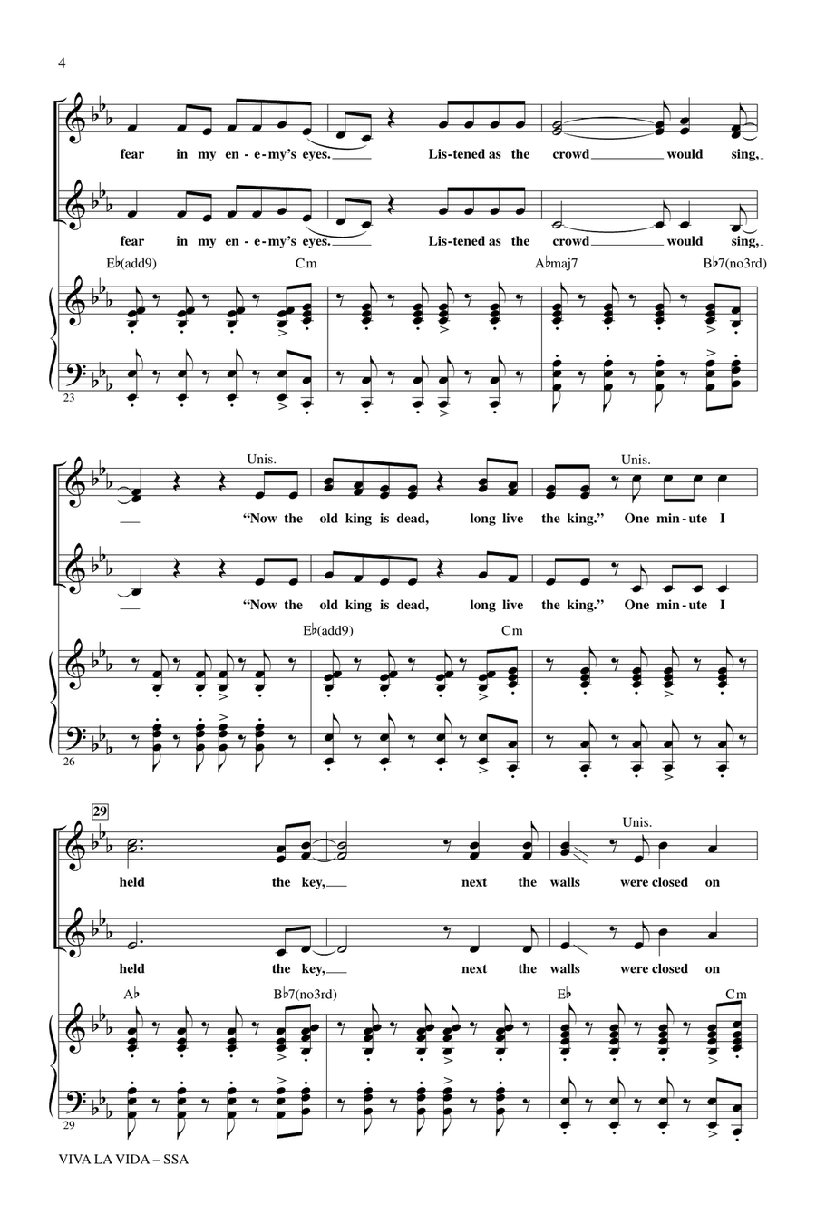 Viva La Vida (arr. Mark Brymer) SSA scores gallery preview page 3