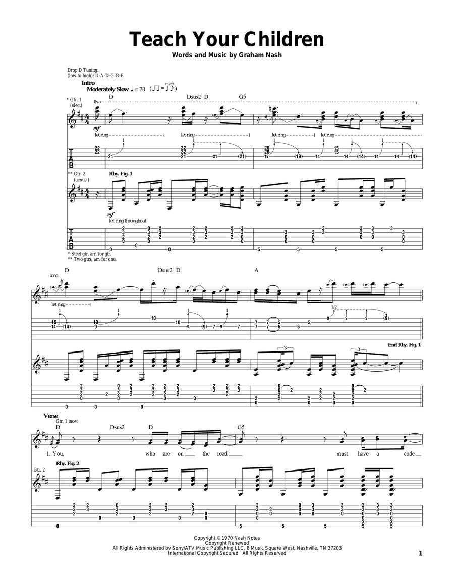 Teach Your Children Acoustic Guitar scores gallery preview page 1