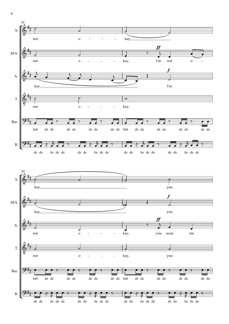 I'm Not Okay (I Promise) A Cappella scores gallery preview page 6