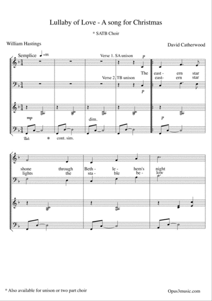 Lullaby of Love - A Christmas Song (for SATB choir) 4-Part scores gallery preview page 1