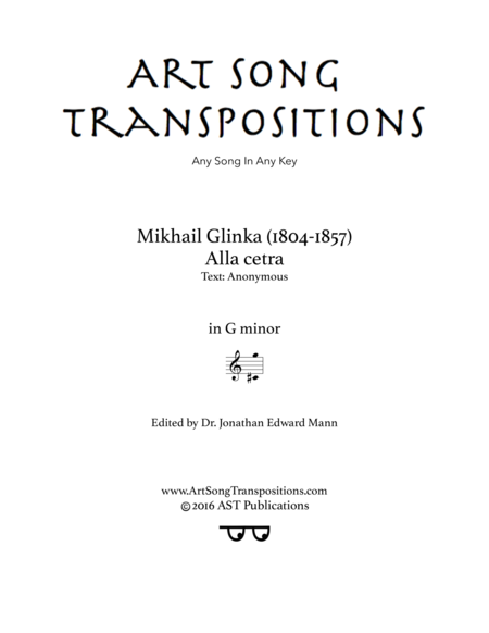 GLINKA: Alla cetra (transposed to G minor)