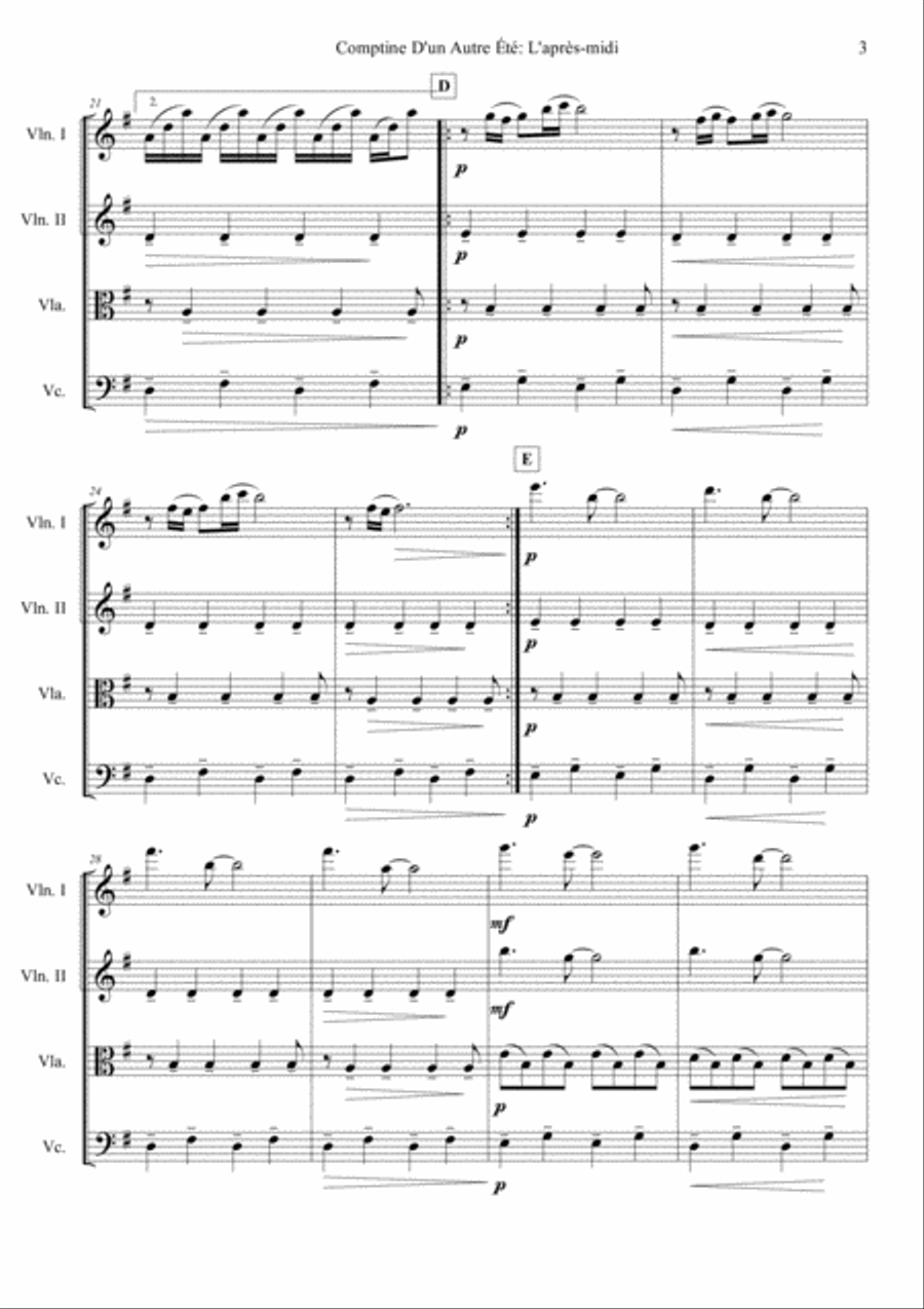 Comptine D'un Autre Été: L'après-midi String Quartet scores gallery preview page 3