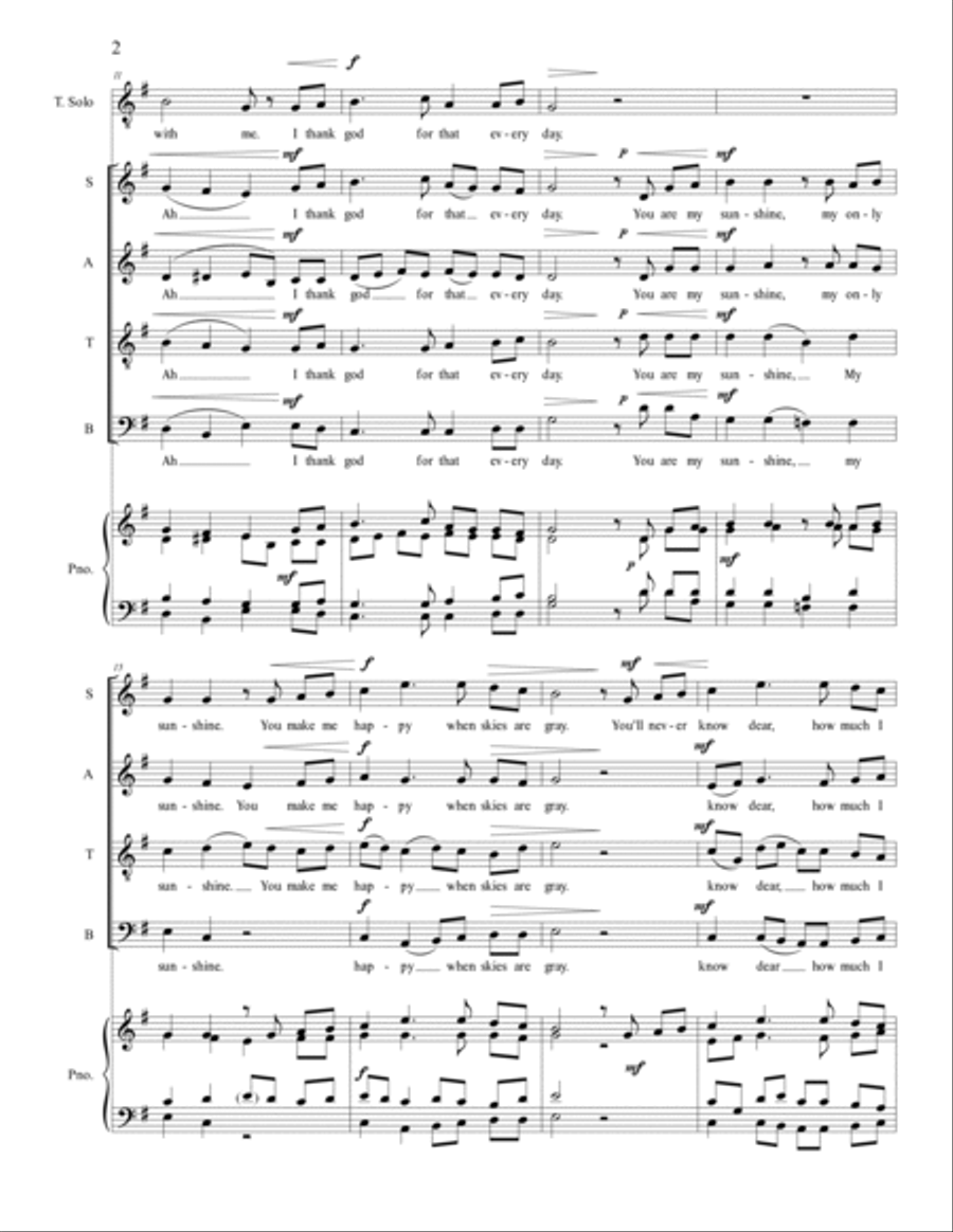 You Are My Sunshine You Are My Sunshine 4-Part scores gallery preview page 5