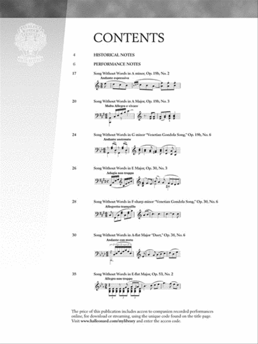 Mendelssohn - Selections from Songs Without Words Piano Solo scores gallery preview page 4