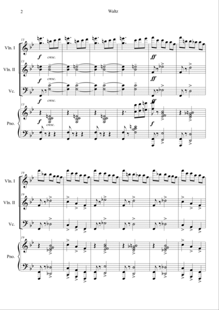 Waltz from Sleeping Beauty Piano Quartet scores gallery preview page 2