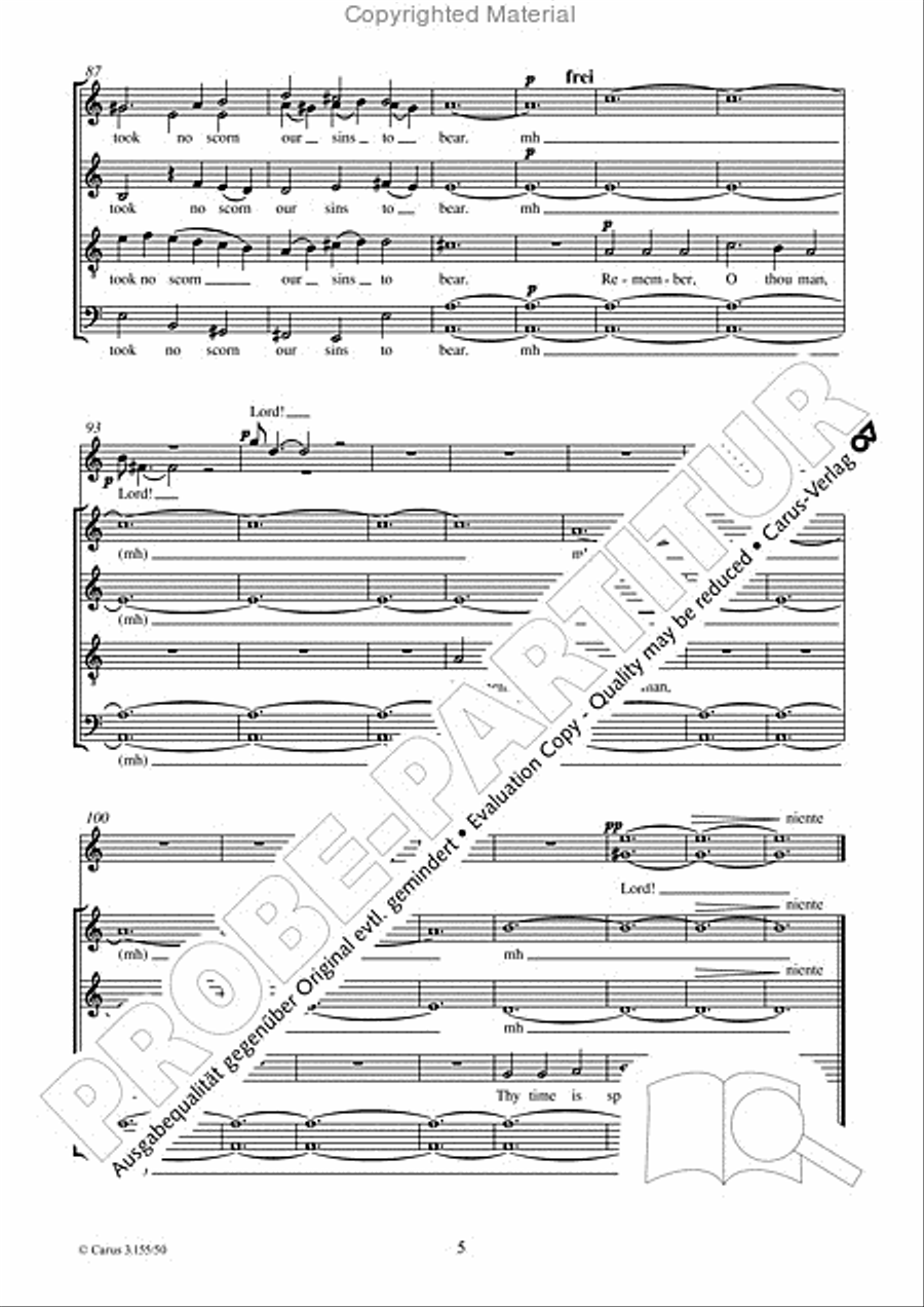 Remember, o thou man 4-Part scores gallery preview page 6