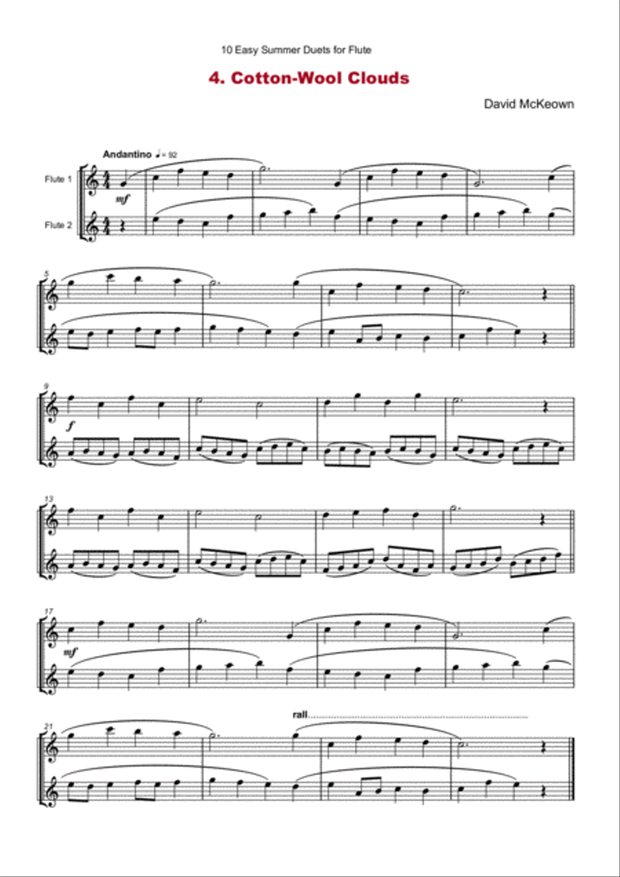 10 Easy Summer Duets for Flute Flute Duet scores gallery preview page 6