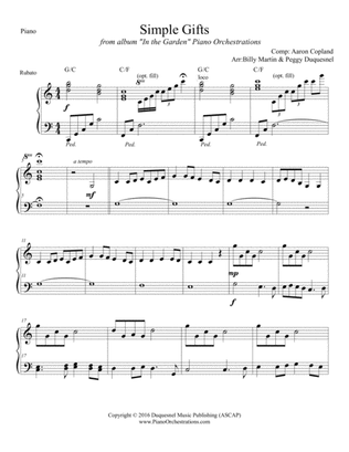 Simple Gifts (Solo Piano - Key of C)