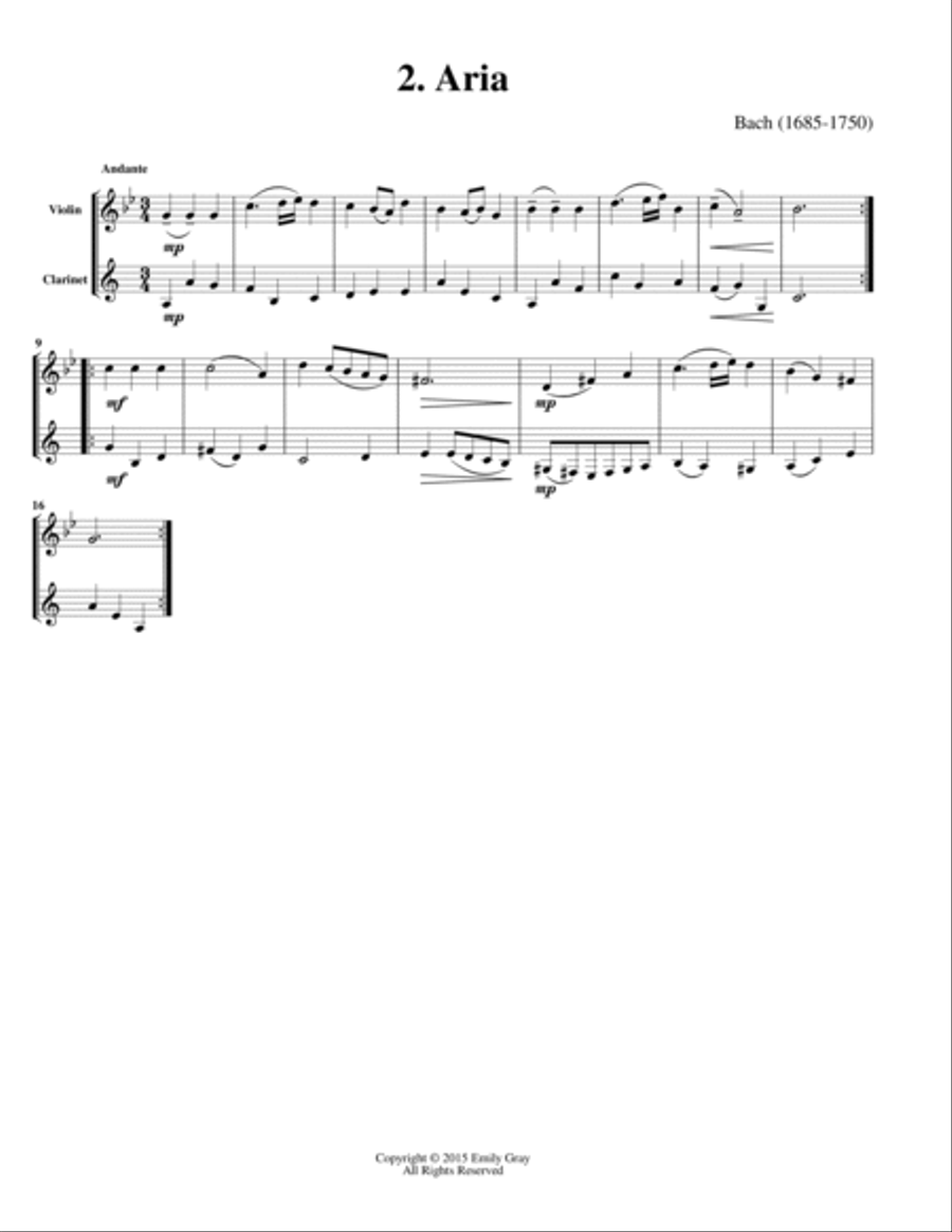 Duets for Violin and Clarinet, Volume Two Clarinet scores gallery preview page 4