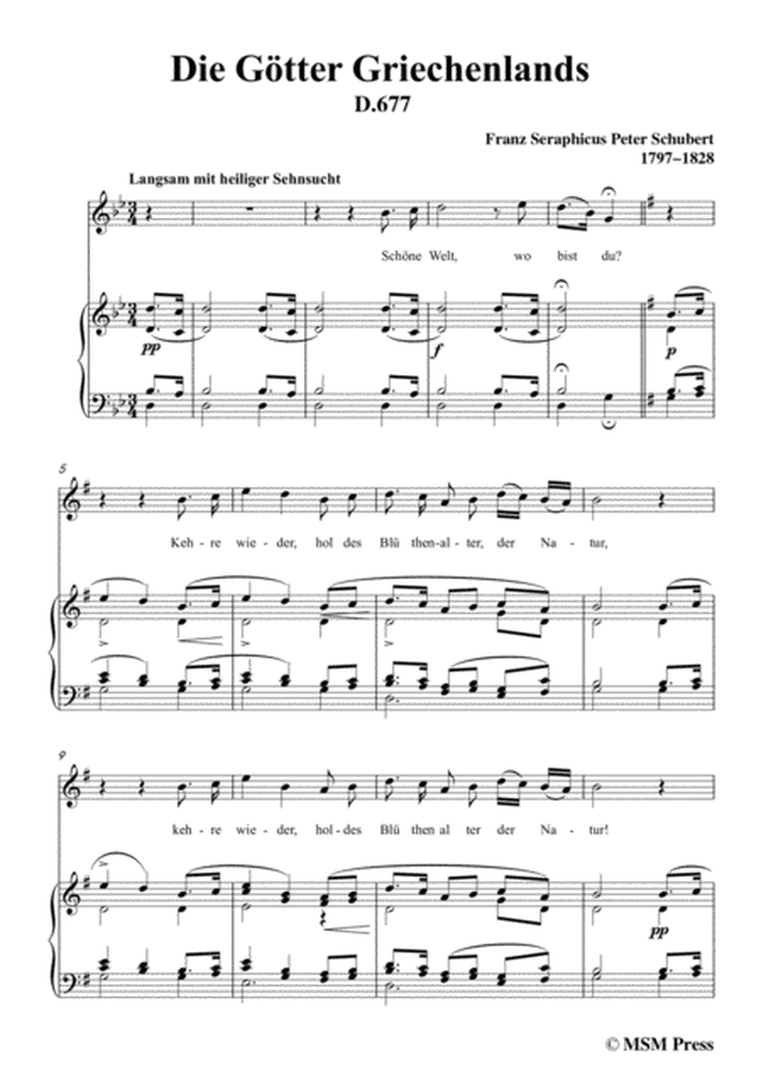 Schubert-Die Götter Griechenlands(The Gods of Greece), D.677,in g minor,for Voice&Piano image number null