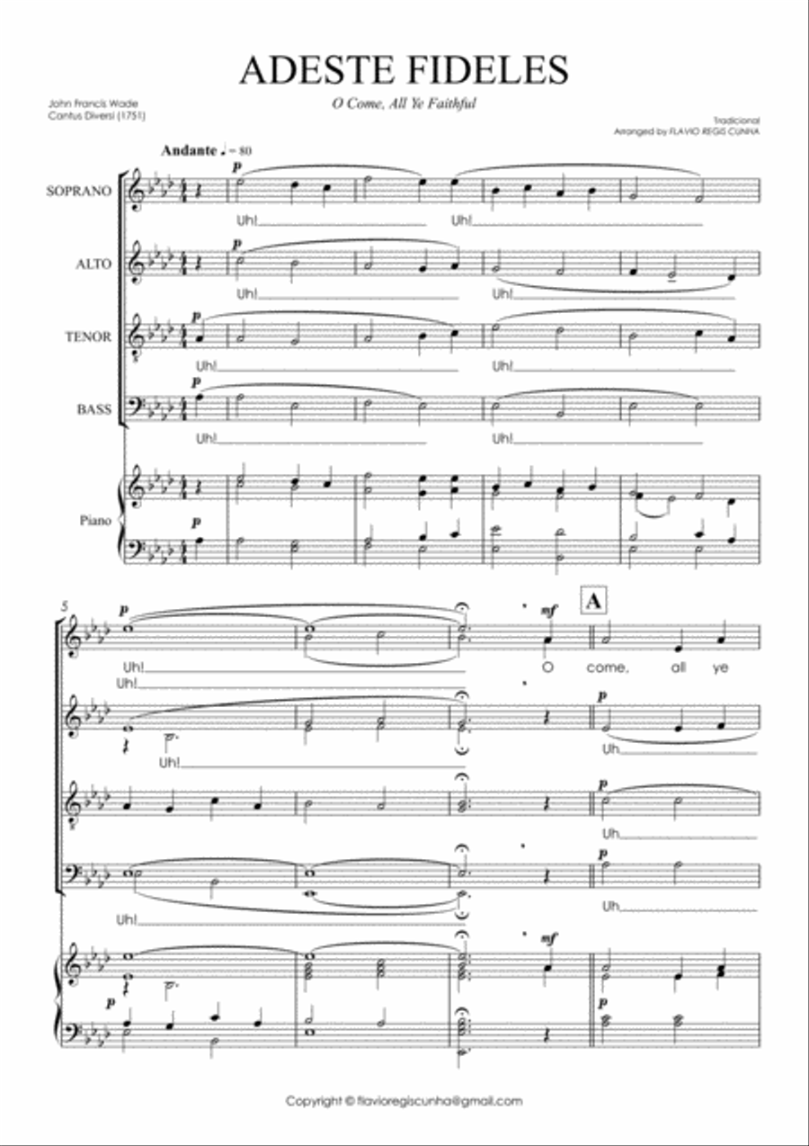 Adeste Fideles (O Come, All Ye Faithful) - SATB a Cappella 4-Part scores gallery preview page 2