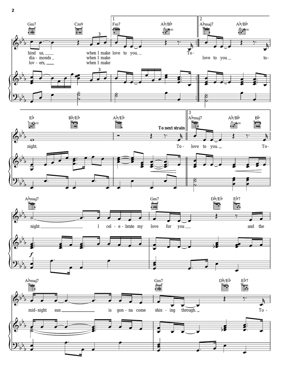 Tonight, I Celebrate My Love Piano, Vocal, Guitar scores gallery preview page 2