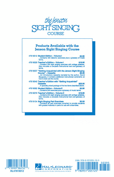 The Jenson Sight Singing Course (Vol. I)