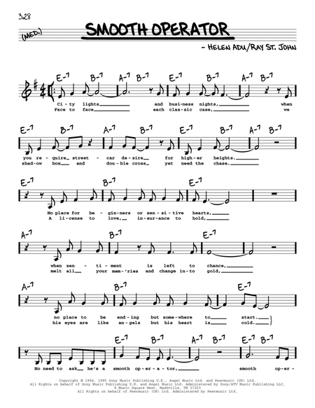 Smooth Operator (Low Voice) by Sade - Low Voice - Digital Sheet Music