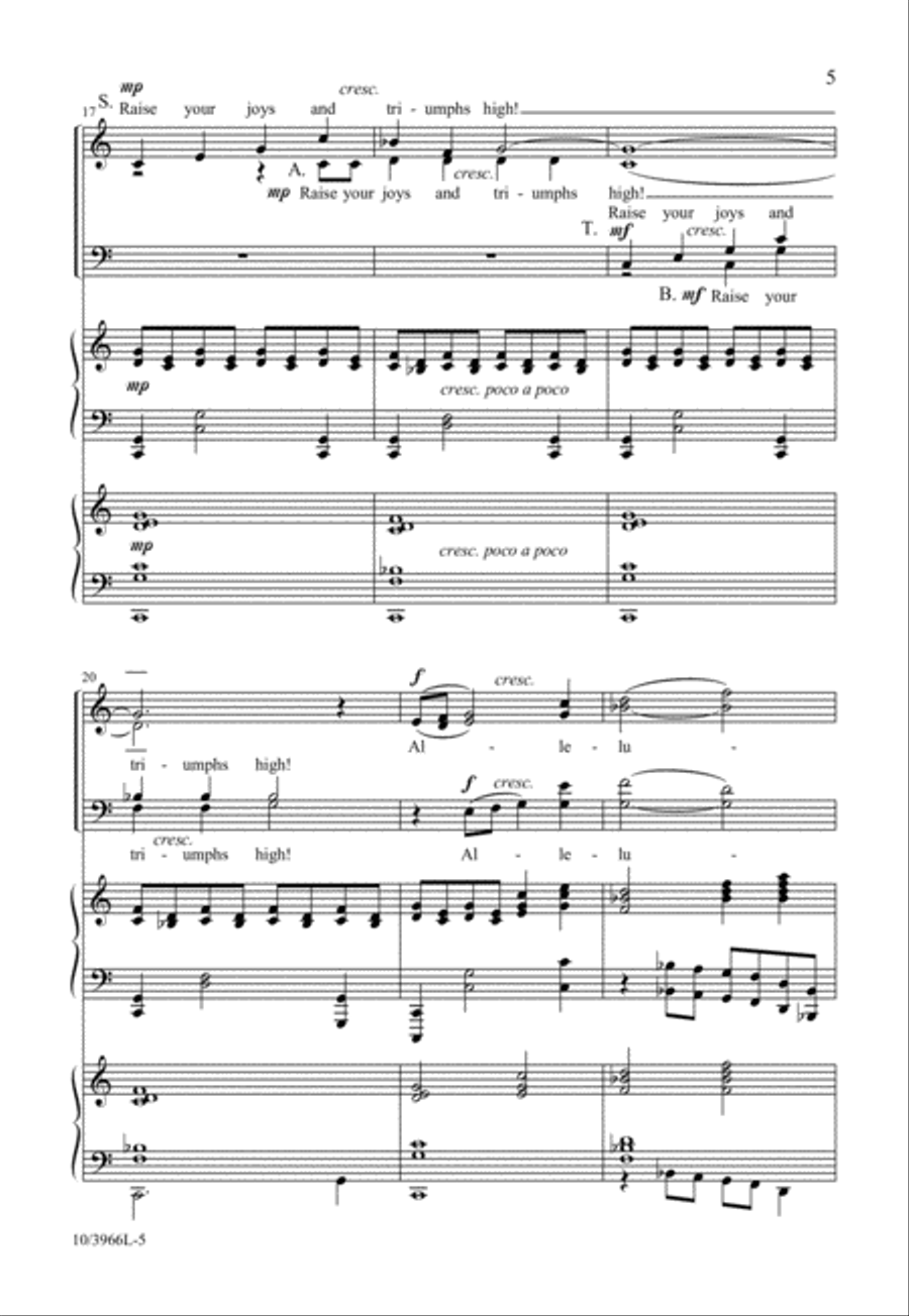 Raise Your Joys and Triumphs High 4-Part scores gallery preview page 6