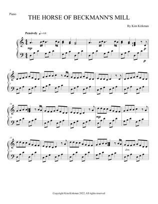 The Horse of Beckmann's Mill for solo piano - no black keys required