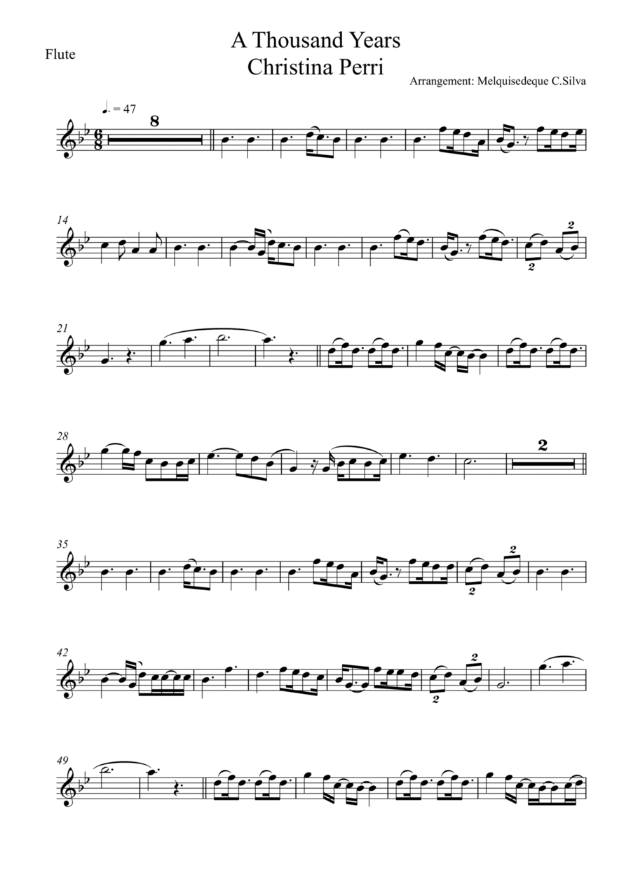 A Thousand Years Flute Solo scores gallery preview page 1