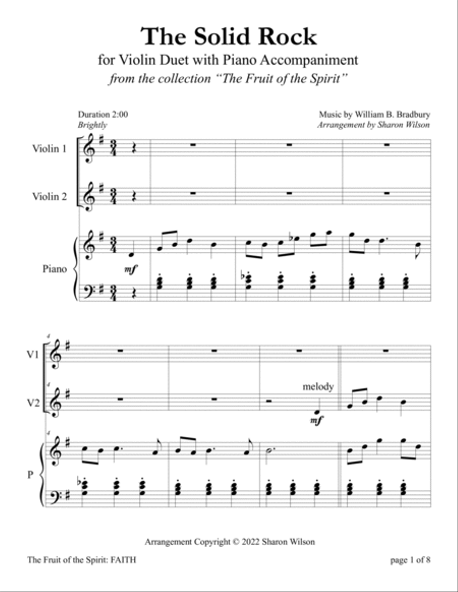 The Solid Rock (Violin Duet with Piano Accompaniment) String Duet scores gallery preview page 5
