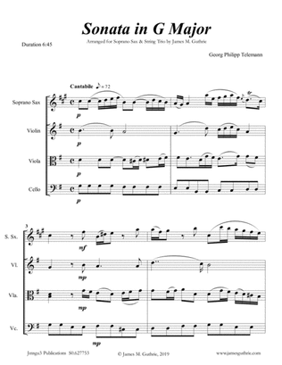 Telemann: Sonata in G Major for Soprano Sax & String Trio