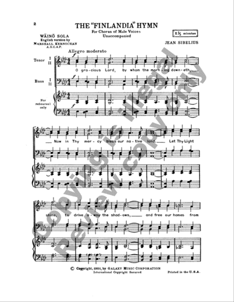 Finlandia Hymn TTBB scores gallery preview page 2