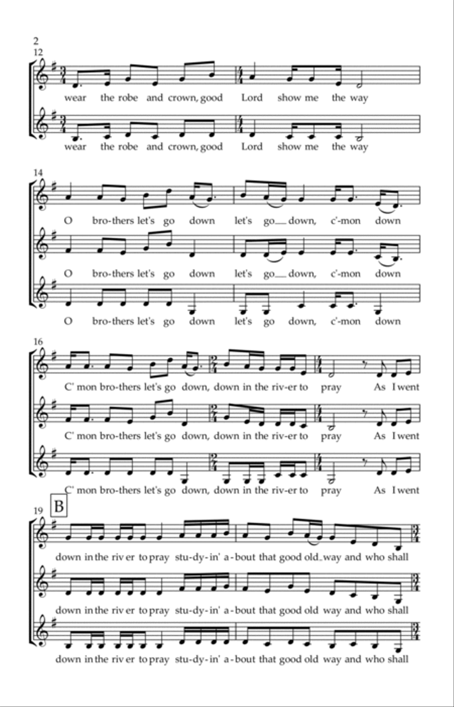 Down in the River to Pray SSAA a cappella SSAA scores gallery preview page 3