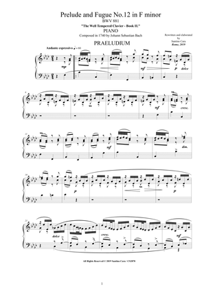Bach - Prelude and Fugue No.12 in F minor BWV 881 for Piano