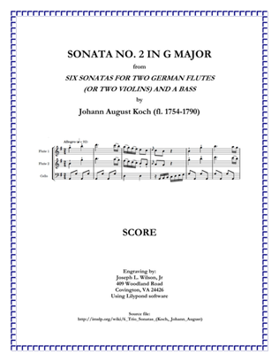 Book cover for Koch Trio Sonata No. 2 in G Major