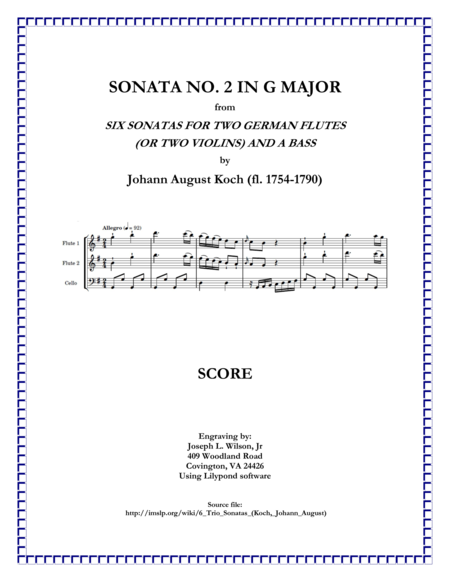 Koch Trio Sonata No. 2 in G Major image number null