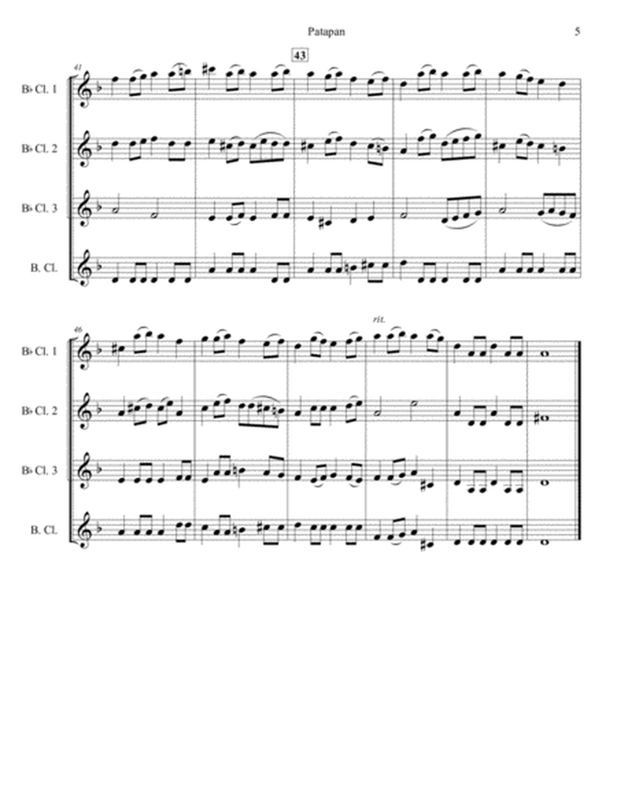 Patapan for Clarinet Quartet image number null