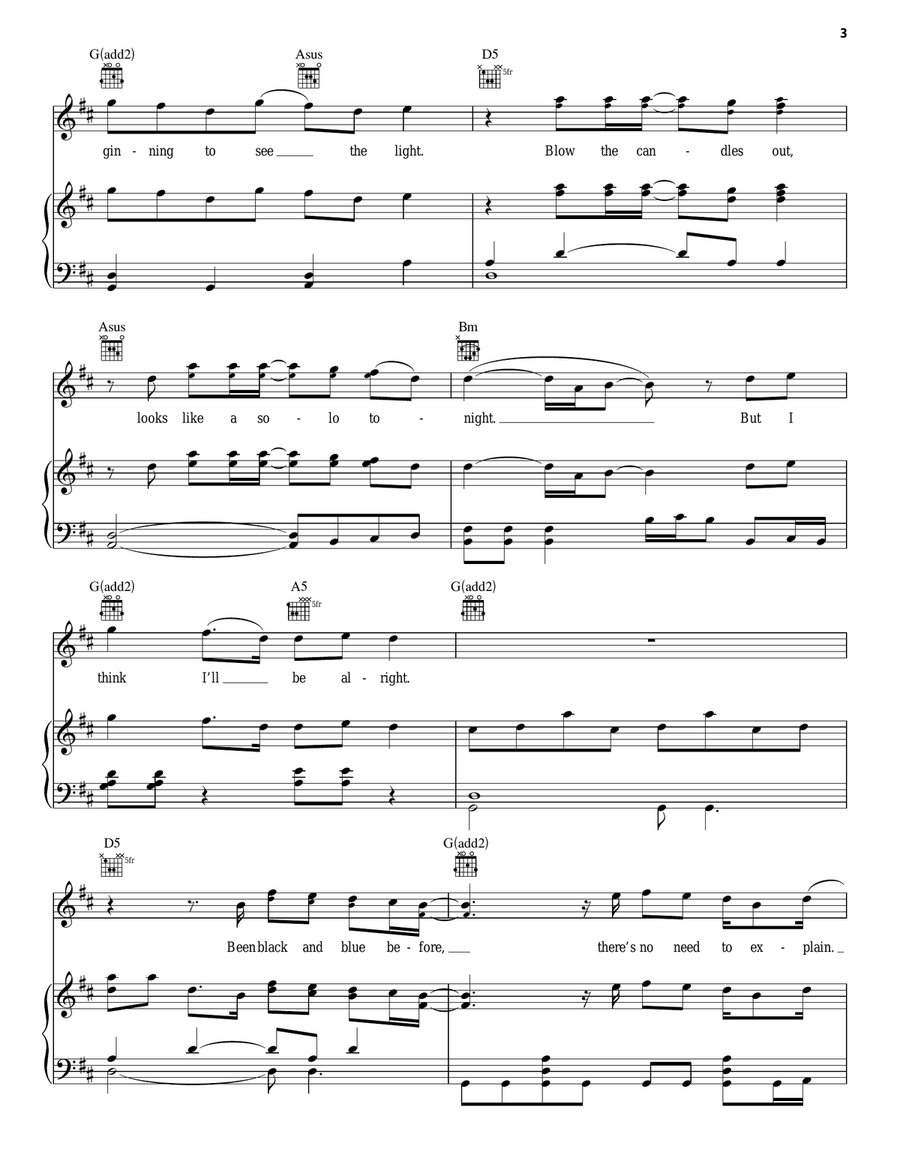 Candles Piano, Vocal, Guitar scores gallery preview page 3
