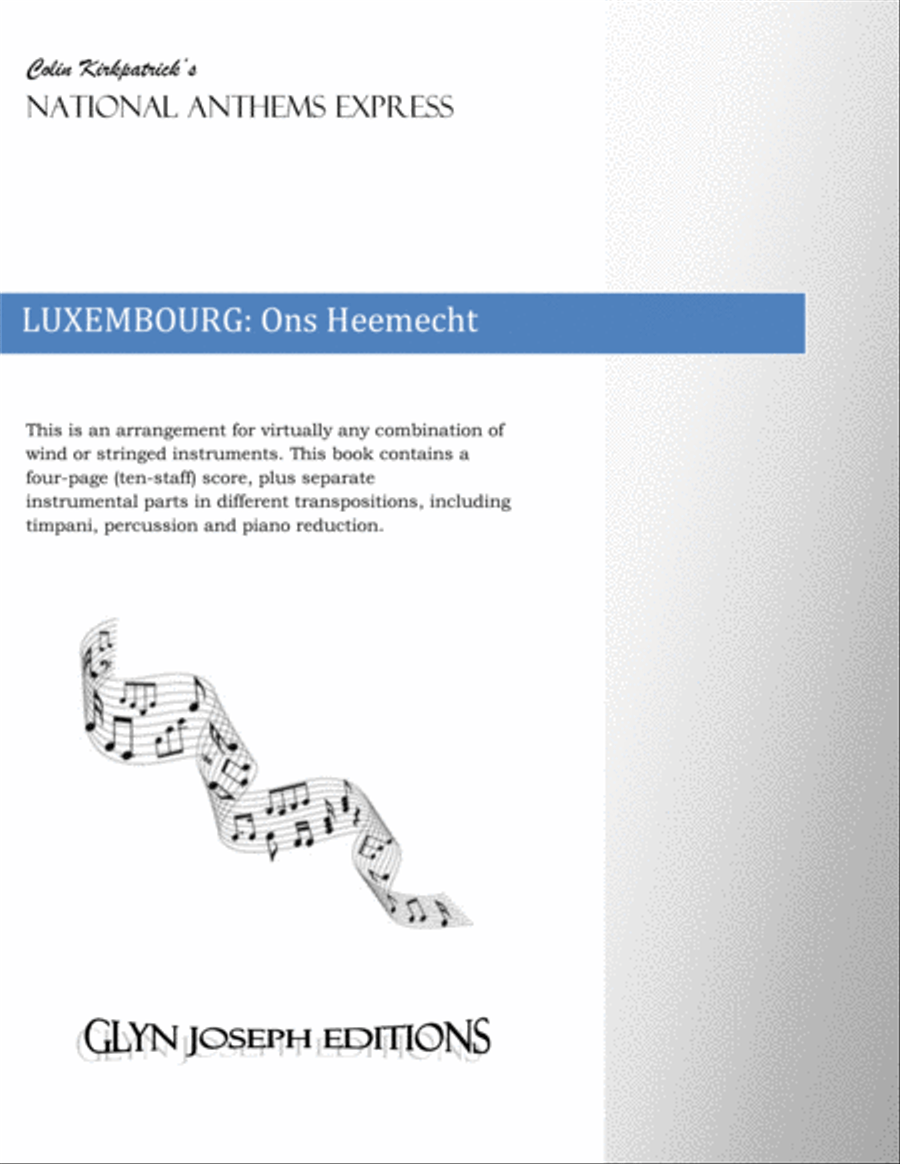 Luxembourg National Anthem: Ons Heemecht (Our Homeland) Large Ensemble scores gallery preview page 1