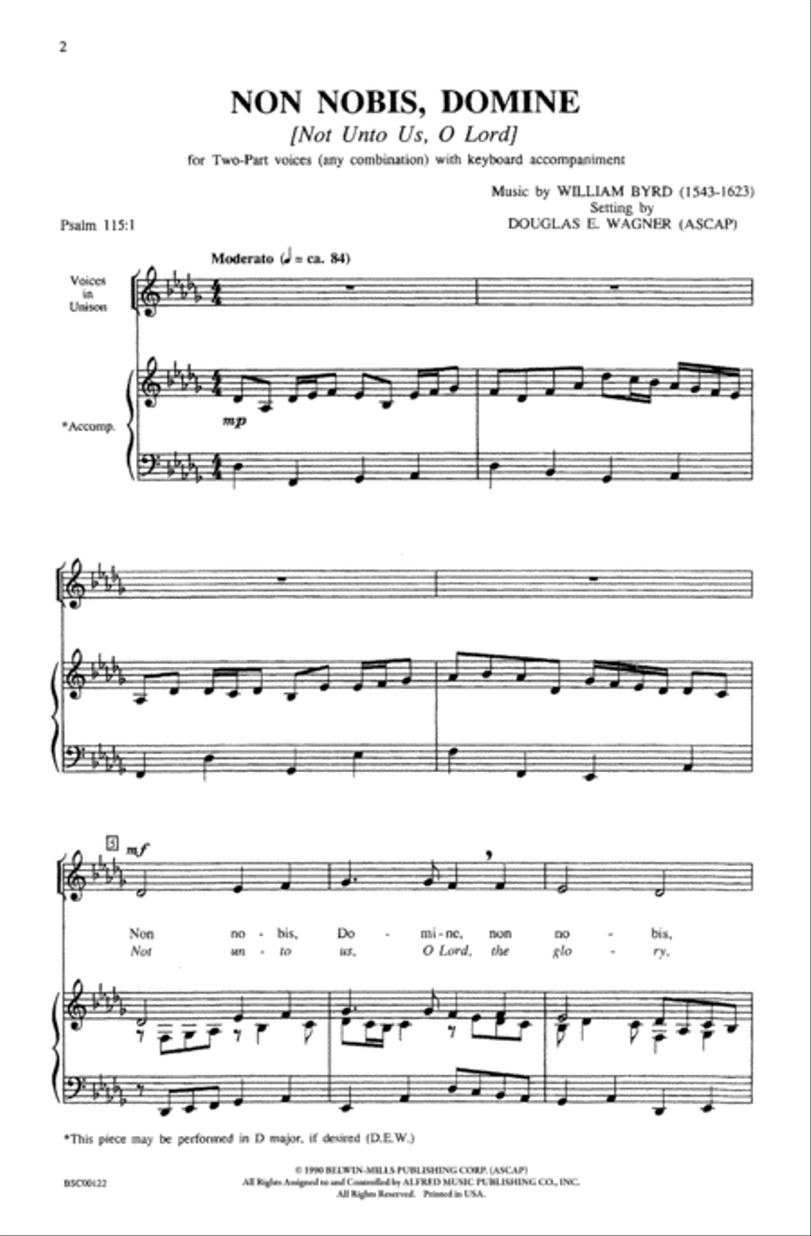 Non Nobis Domine (Not Unto Us, O Lord) 2-Part scores gallery preview page 2