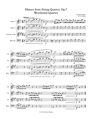 Minuet from String Quartet, Op 7 for Woodwind Quartet